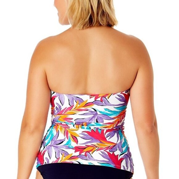 Anne Cole Palm Twist-Front Tankini Swim Top - Multicolor | Size 18 - Picture 3 of 3